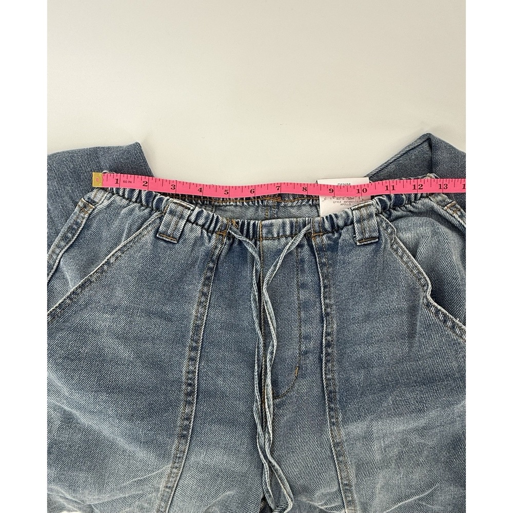 NWT And Now This Jeans Wide Leg Tie Waist Drapey Blue Med Wash Comfort Size XS - Picture 12 of 13